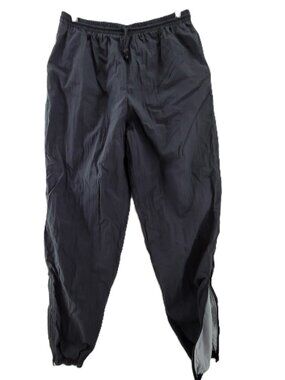 Vintage 90s swishy Track Pants Men's L TALL Black Lined Windbreaker Pro Spirit